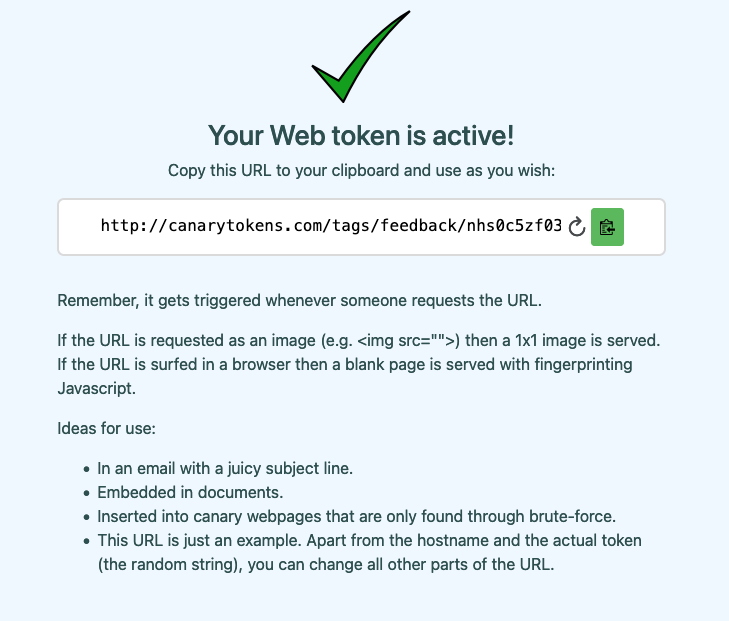 Completed Canarytoken